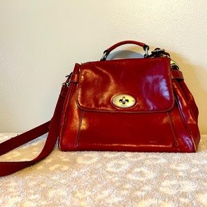 Long Live Vintage Fossil Leather Messenger Bag/ Purse